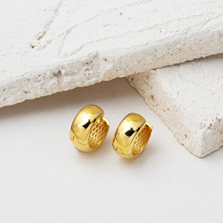 1,5 cm. Çaplı Kalın Altın Halka Küpe 14 Ayar