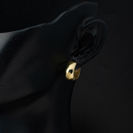 1,5 cm. Çaplı Kalın Altın Halka Küpe 14 Ayar