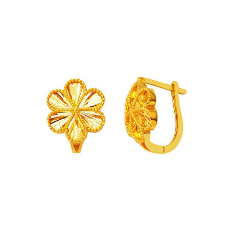 Papatya Klipsli 22 Ayar Altın Kadın Küpe