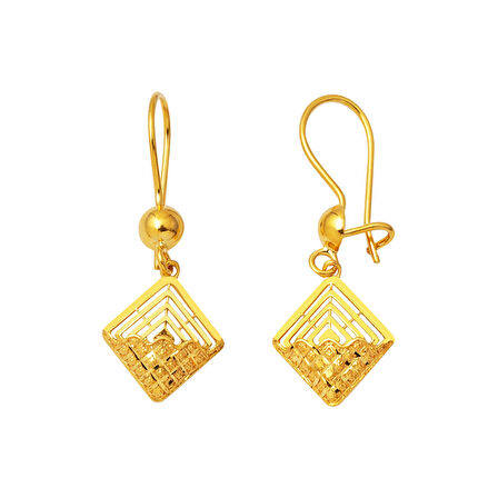 Kare Modern Tasarım Sallanan 22 Ayar Küpe