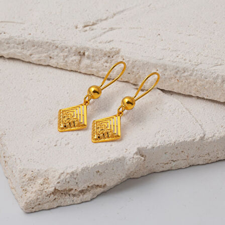 Kare Modern Tasarım Sallanan 22 Ayar Küpe