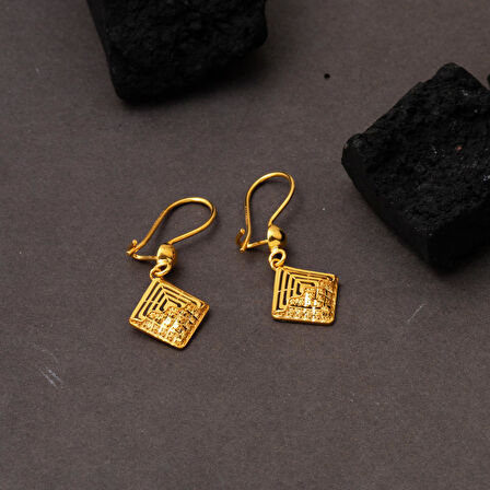 Kare Modern Tasarım Sallanan 22 Ayar Küpe