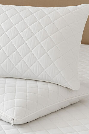 1'li Mikrofiber Kapitone Sıvı Geçirmez Yastık Alezi Fermuarlı Sıvı Geçirmez Yastık Koruyucu 50x70 cm