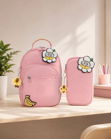 Kipling Kız Çocuk Anaokul Çantası 2'li Set ( Çanta Ve Kalemlik ) KPSETKPKI585301