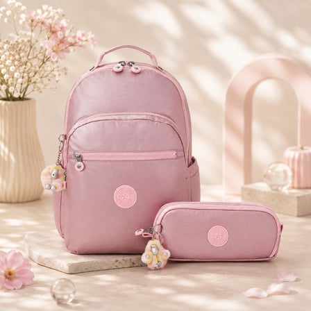 Kipling Kız Çocuk Okul Çantası 2'li Set ( Çanta Ve Kalemlik ) KPSETKPKI713502 - Pembe