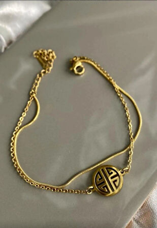 Altın Renk İkili Zincir Detaylı