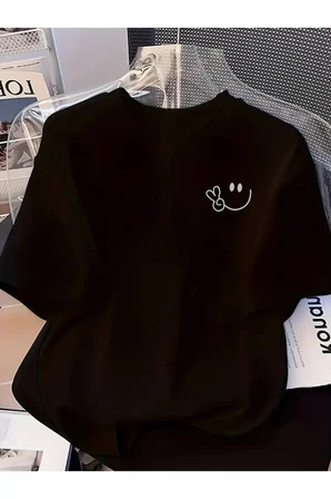 Unisex Smile Baskılı Tasarım Tshirt