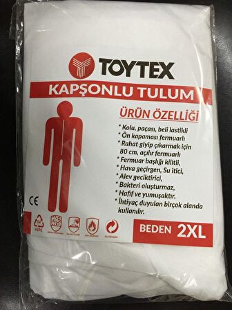 Toytex Kapşonlu Koruyucu Tulum Fermuarlı 80 gr