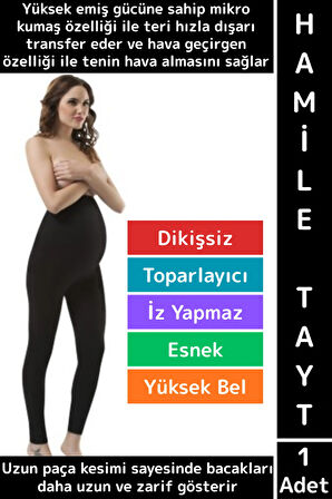 İz Bırakmaz Şekillendiren Toparlayan Esnek Hava Alan Kumaş Destekli Dikişsiz Yüksek Bel Hamile Tayt