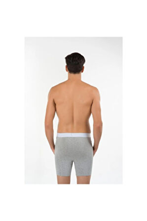 Long Çift Düğmeli Uzun Erkek Boxer Gri