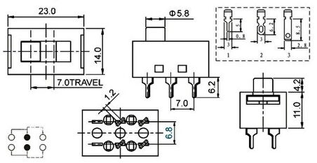 ÇETİNLER Sürgülü Anahtar 6 Kontak 0-1 220v 8A