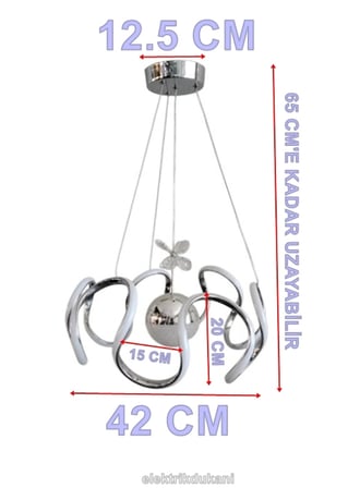 DMR 1 Toplu FIRFIR Sarkıt Led Avize KROM Kasa Üç Renk 6500k/4000k/3000k (Beyaz /Sarı/Ilık Beyaz (Günışığı))
