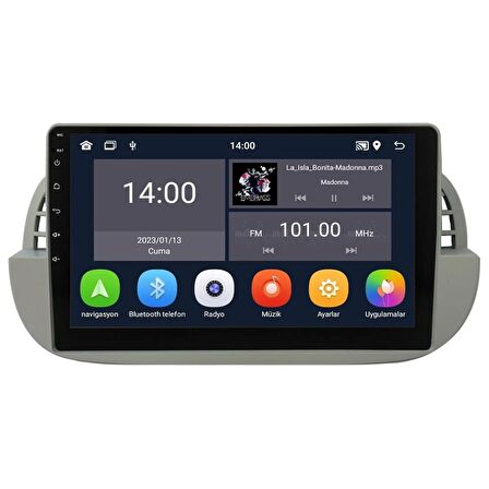 Fiat 500 Multimedya Sistemi Beyaz Çerçeve (2008-2014) CRV-4652XDW
