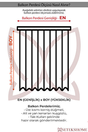 Boy:200 Kalın - Su Geçirmez Düğmeli Kuş Gözlü Bağcık Hediyeli Balkon Perdesi Mavi-Beyaz