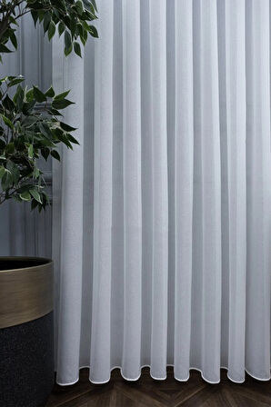 Vakkuo Bambu Kırışmaz Ütü İstemez Tül Perde 1/3 Kat Sık Pile Ağır Gramajlı