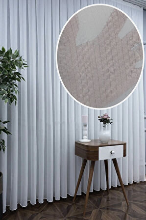 Vakkuo Bambu Kırışmaz Ütü İstemez Tül Perde 1/3 Kat Sık Pile Ağır Gramajlı