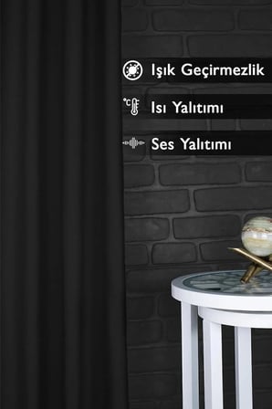Blackout %100 Işık Geçirmez Karartma Siyah Yüksek Kalite Düz Dikim Pilesiz Fon Perde