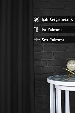 Blackout %100 Işık Geçirmez Karartma Siyah Yüksek Kalite Düz Dikim Pilesiz Fon Perde