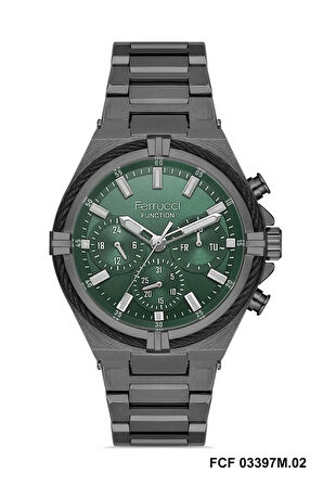Ferrucci Gri Çelik Fonksiyonlu Takvimli Erkek Kol Saati