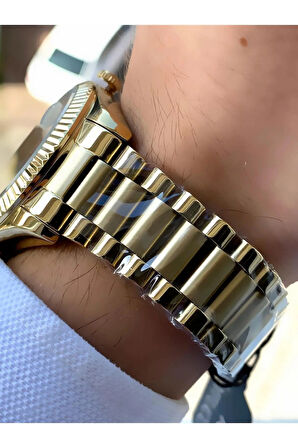 Ferrucci Gün&Tarih Göstergeli Çelik Erkek Kol Saati Altın Renk