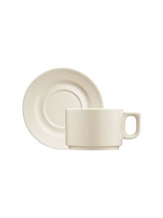 Kütahya Porselen Pera Beyaz Sade 12 Parça Çay Fincan Seti