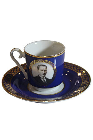 Kütahya Porselen Atatürk Lacivert 4 Parça 2 Kişilik Kahve Takımı