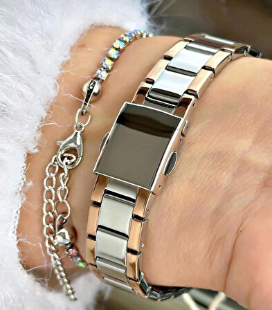 Sade Klasik Model Çelik Kadın Kol Saati+Bileklik Hediye
