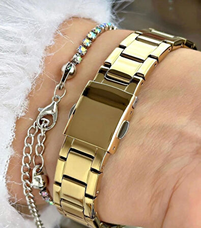 Sade Klasik Model Çelik Kadın Kol Saati+Bileklik Hediye