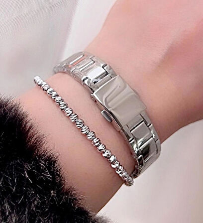 Ferrucci Silver Sade Şık Tasarım Çelik Kadın Kol Saat+Dorika Bileklik Hediye