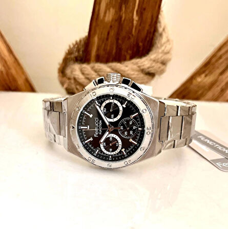 Ferrucci Spor Model Fonksiyonlu Çelik Erkek Kol Saati+Bileklik Hediye