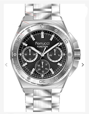 Ferrucci Spor Model Fonksiyonlu Çelik Erkek Kol Saati+Bileklik Hediye