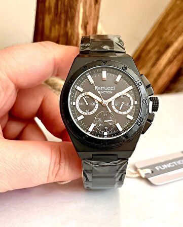 Ferrucci Spor Model Fonksiyonlu Çelik Erkek Kol Saati+Bileklik Hediye