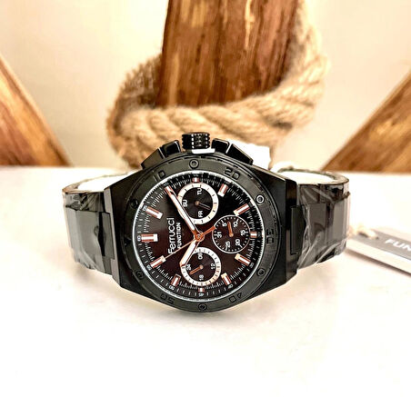 Ferrucci Spor Model Fonksiyonlu Çelik Erkek Kol Saati+Bileklik Hediye