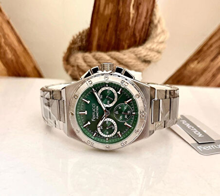 Ferrucci Spor Model Fonksiyonlu Çelik Erkek Kol Saati+Bileklik Hediye