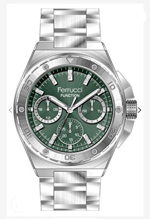 Ferrucci Spor Model Fonksiyonlu Çelik Erkek Kol Saati+Bileklik Hediye