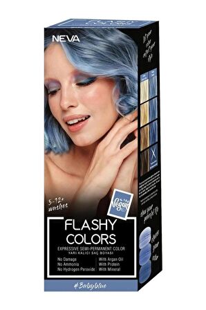 Neva Flashy Colors Yarı Kalıcı Saç Boyası 100 Ml Bebek Mavi