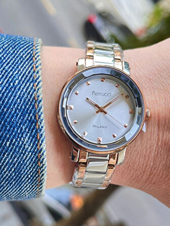 Yeni Sezon Sade Şık Çelik Kadın Kol Saati+İtalyan Çelik Kolye Hediye