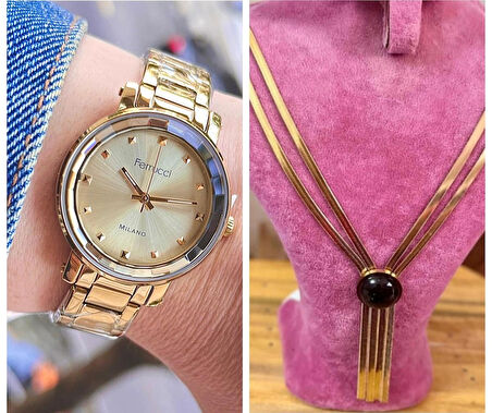 Yeni Sezon Sade Şık Çelik Kadın Kol Saati+İtalyan Çelik Kolye Hediye