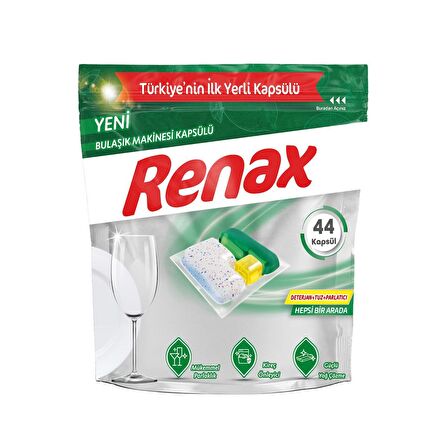 Renax Bulaşık Makinesi Kapsülü Hepsi Bir Arada 44 Lü x 4 Adet (176 Kapsül)