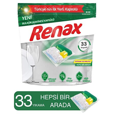 Renax Bulaşık Makinesi Kapsülü Hepsi Bir Arada 33 Lü x 3 Adet (99 Kapsül)