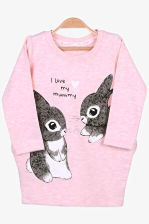 Breeze Kız Çocuk Tunik Tavşan Desenli 1.5-5 Yaş, Somon