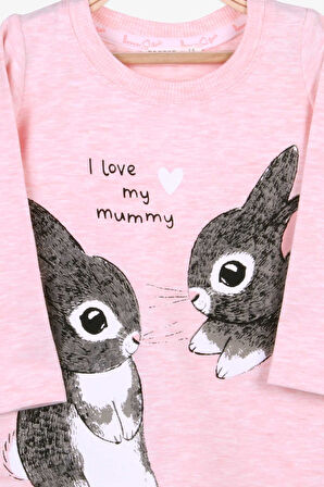 Breeze Kız Çocuk Tunik Tavşan Desenli 1.5-5 Yaş, Somon