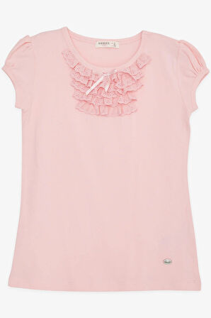 Breeze Kız Çocuk Tişört Güpürlü 9 Ay-8 Yaş, Pembe