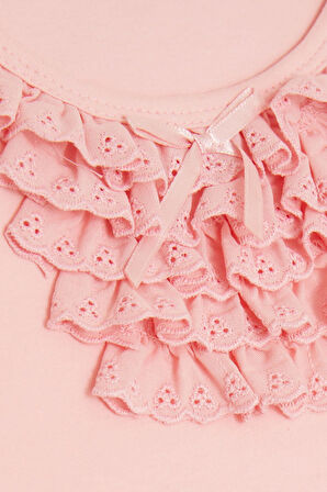 Breeze Kız Çocuk Tişört Güpürlü 9 Ay-8 Yaş, Pembe