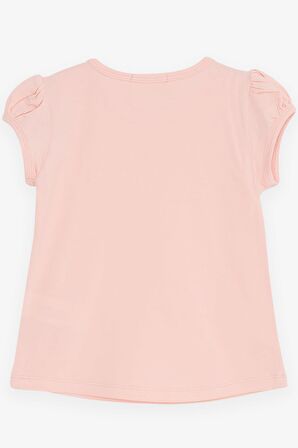 Breeze Kız Bebek Tişört Çiçek Nakışlı 9 Ay-3 Yaş, Somon