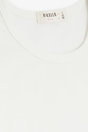 Breeze Kız Bebek Tişört Çiçek Nakışlı 9 Ay-3 Yaş, Ekru