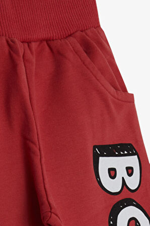 Breeze Erkek Bebek Eşofman Altı Emoji Baskılı 9 Ay-3 Yaş, Kiremit