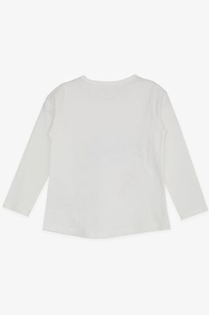 Breeze Kız Çocuk Uzun Kollu Tişört Pullu Kalp Baskılı 2-6 Yaş, Ekru