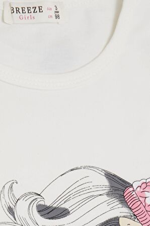 Breeze Kız Çocuk Uzun Kollu Tişört Pullu Kalp Baskılı 2-6 Yaş, Ekru