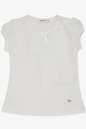 Breeze Kız Bebek Tişört Güpürlü 9 Ay-3 Yaş, Ekru